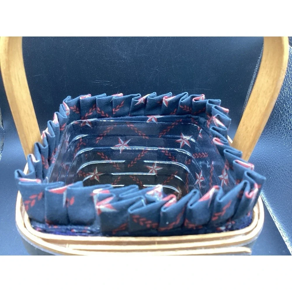 1993 Longaberger Inaugural Basket Plastic Protector‎ Fabric Liner Decor Vtg